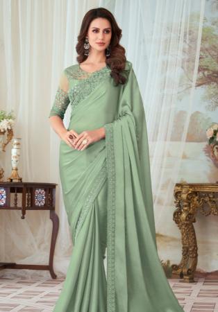 Picture of Amazing Silk Dark Sea Green Saree