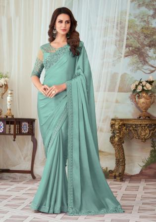 Picture of Bewitching Silk Cadet Blue Saree