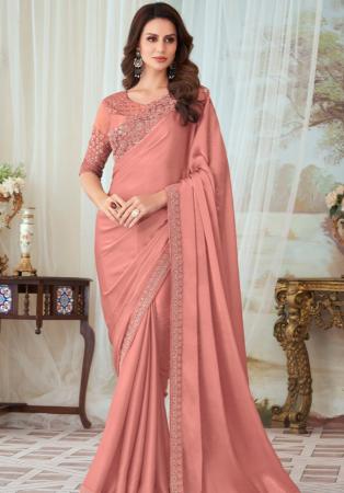 Picture of Statuesque Silk Dark Salmon Saree