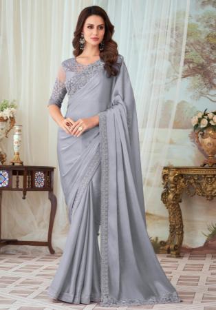 Picture of Statuesque Silk Light Slate Grey Saree