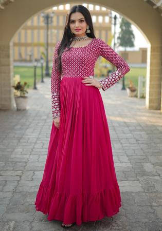 Picture of Graceful Georgette Medium Violet Red Readymade Gown