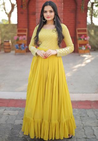 Picture of Sublime Georgette Yellow Readymade Gown