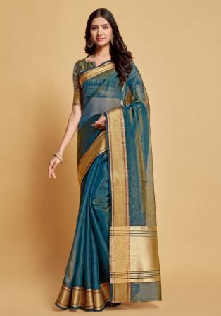 Picture of Grand Organza Dark Slate Blue Saree