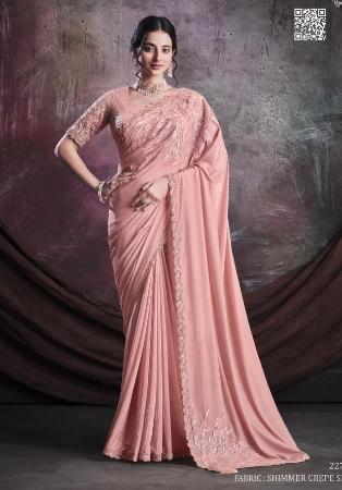 Picture of Resplendent Crepe & Silk & Organza Pale Violet Red Saree