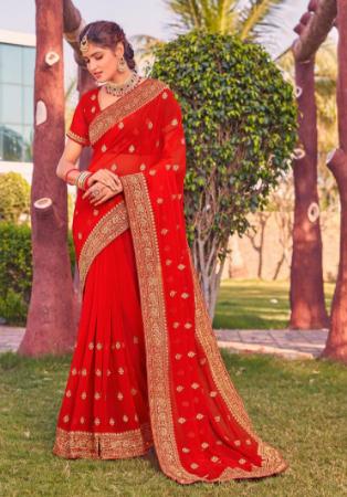 Picture of Graceful Georgette Crimson Saree