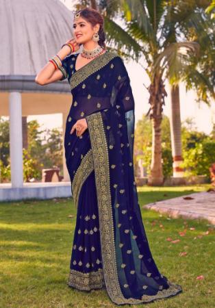 Picture of Amazing Georgette Midnight Blue Saree