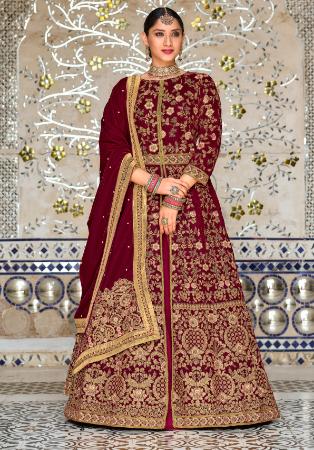 Picture of Sublime Georgette Maroon Anarkali Salwar Kameez