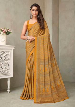 Picture of Ravishing Crepe & Silk Dark Khaki Saree