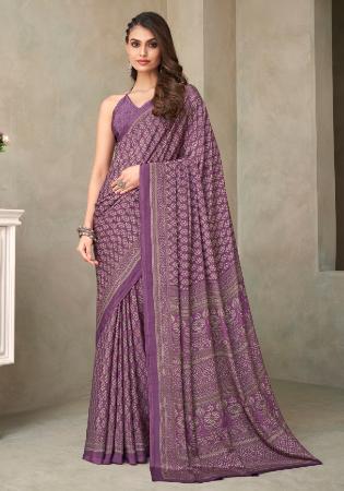 Picture of Comely Crepe & Silk Dim Gray Saree