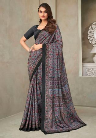 Picture of Charming Crepe & Silk Black Saree