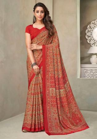 Picture of Admirable Crepe & Silk Fire Brick Saree