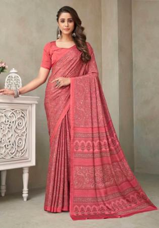 Picture of Taking Crepe & Silk Dark Salmon Saree