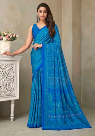 Picture of Fascinating Crepe & Silk Dark Cyan Saree