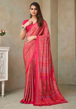 Picture of Marvelous Crepe & Silk Pale Violet Red Saree