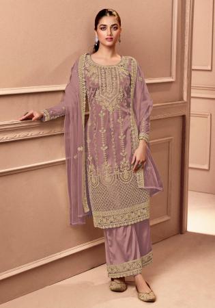 Picture of Splendid Net Plum Straight Cut Salwar Kameez