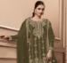 Picture of Net Dark Olive Green Straight Cut Salwar Kameez