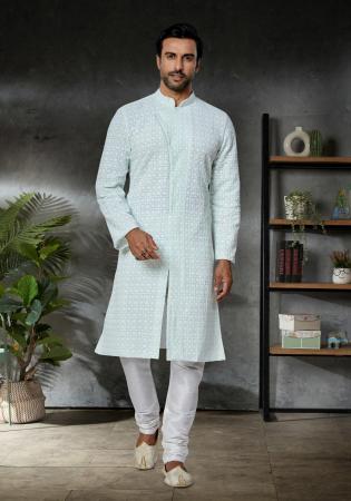 Picture of Cotton & Georgette & Silk Light Steel Blue Kurtas