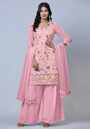 Picture of Georgette Rosy Brown Straight Cut Salwar Kameez