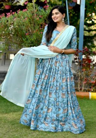 Picture of Exquisite Chiffon Light Blue Lehenga Choli