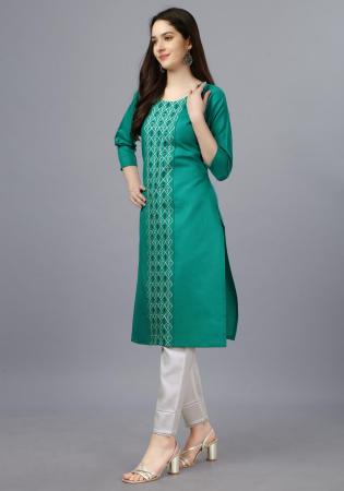 Picture of Statuesque Cotton Dark Cyan Kurtis & Tunic