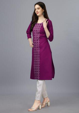 Picture of Pleasing Cotton Purple Kurtis & Tunic