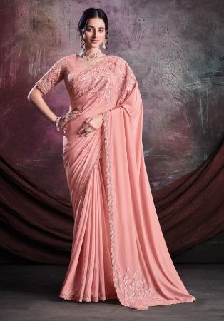 Picture of Gorgeous Crepe & Organza Pale Violet Red Saree