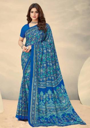 Picture of Sightly Crepe & Silk Teal Saree