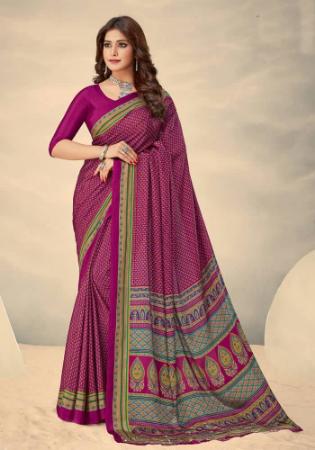 Picture of Fine Crepe & Silk Purple Saree