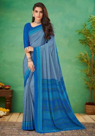 Picture of Lovely Crepe & Silk Cadet Blue Saree