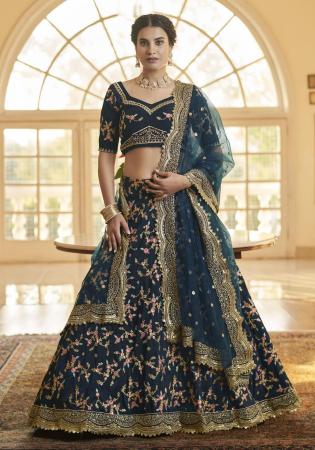 Picture of Appealing Silk Dark Slate Blue Lehenga Choli