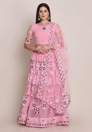 Picture of Statuesque Georgette & Net Dark Salmon Lehenga Choli