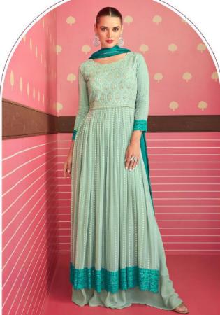 Picture of Sightly Georgette Powder Blue Anarkali Salwar Kameez