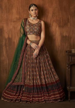 Picture of Radiant Silk Saddle Brown Readymade Lehenga Choli