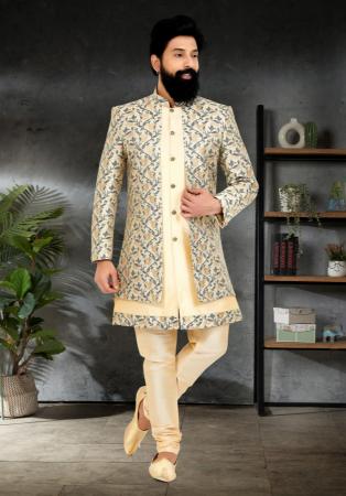 Picture of Elegant Silk Beige Indo Western