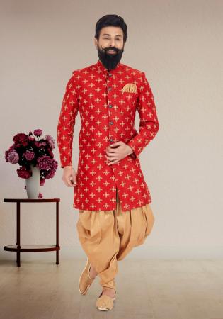 Picture of Beautiful Silk Indian Red Indo Western