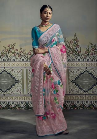 Picture of Enticing Brasso Rosy Brown Saree