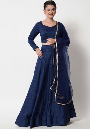 Picture of Graceful Cotton Midnight Blue Lehenga Choli