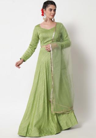 Picture of Elegant Cotton Dark Olive Green Lehenga Choli