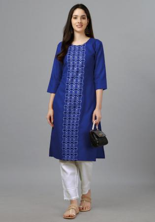 Picture of Ravishing Cotton Midnight Blue Kurtis & Tunic