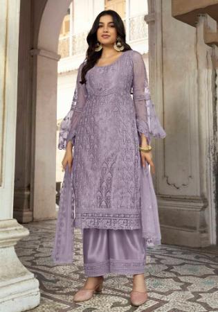 Picture of Sublime Net Grey Straight Cut Salwar Kameez