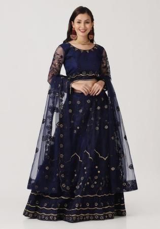 Picture of Enticing Net Midnight Blue Lehenga Choli