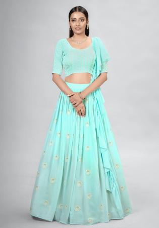 Picture of Splendid Georgette Light Cyan Lehenga Choli