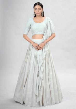 Picture of Ravishing Georgette Off White Lehenga Choli