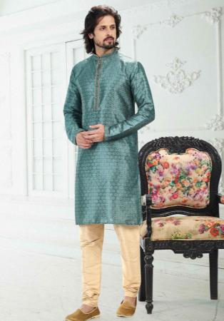 Picture of Elegant Silk Light Slate Grey Kurtas