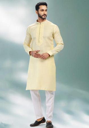 Picture of Well Formed Silk Beige Kurtas