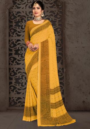 Picture of Ravishing Georgette Khaki Saree