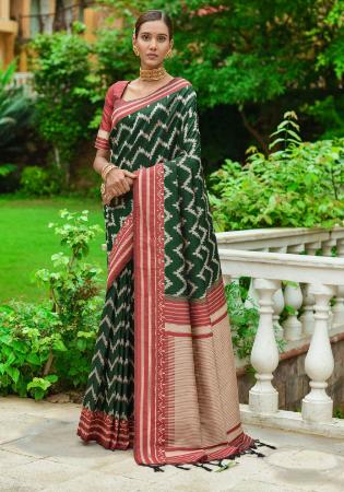 Picture of Admirable Silk Forest Green Saree