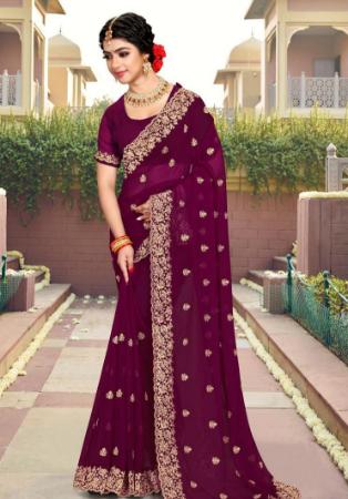 Picture of Resplendent Georgette Maroon Saree