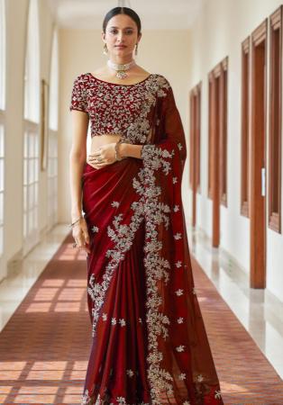 Picture of Classy Georgette Maroon Saree