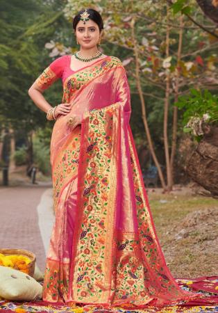 Picture of Bewitching Silk Dark Salmon Saree